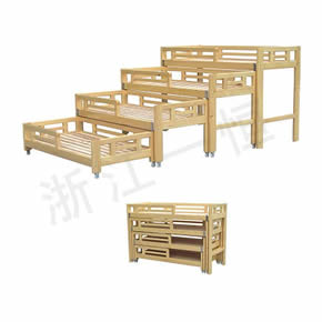 Table Chair Bed Cabinet seriesYH072-6樟子松四层推拉床