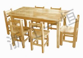 Plastic table and chair seriesOak six-person table and chair 2