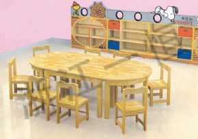 Table and chair series原木8人组合桌椅