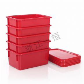 收纳配件红色储物盒+盖子（5个一套）